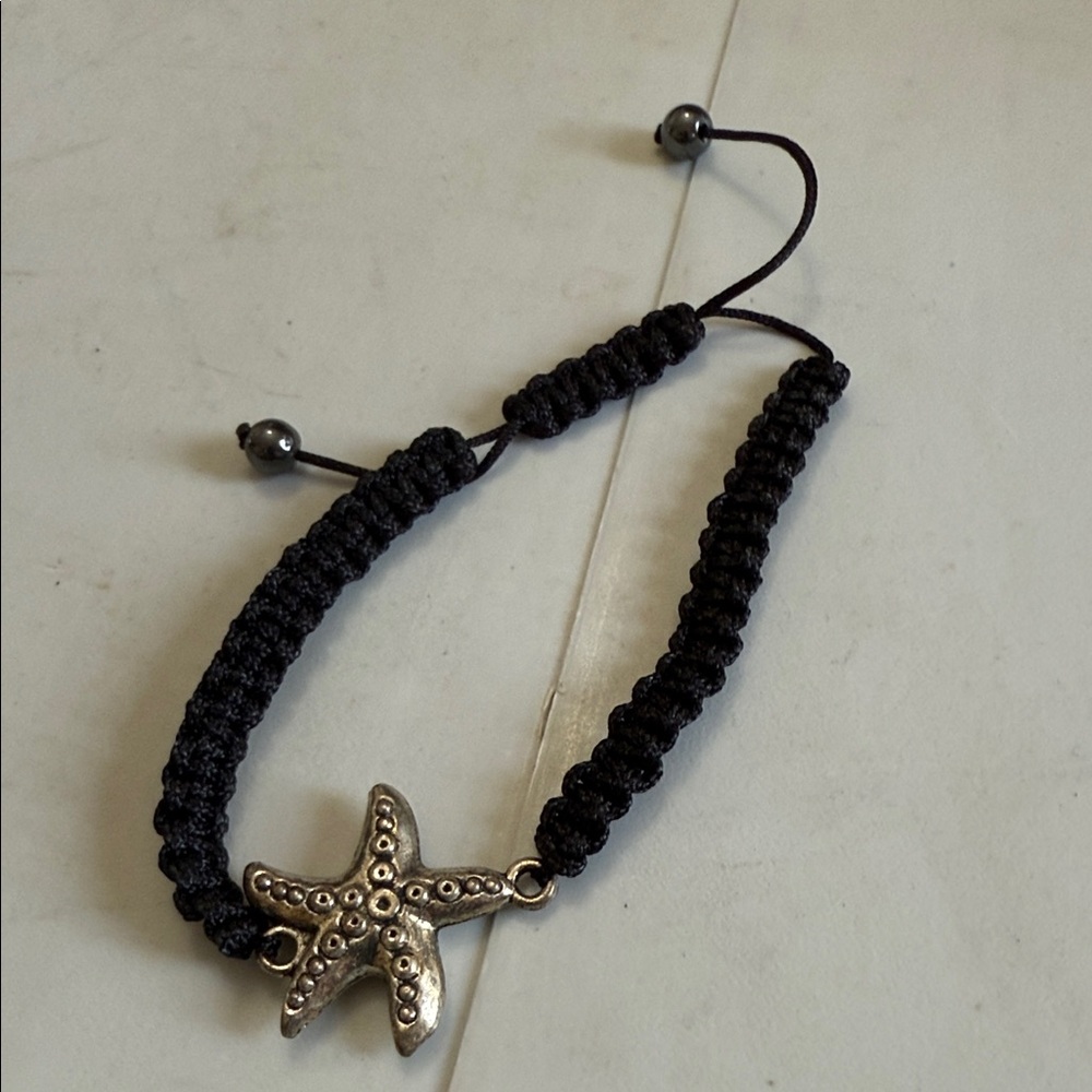 Black string starfish adjustable bracelet Never NWOT